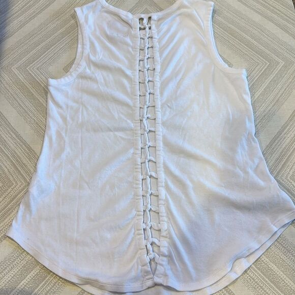 Chaser Women’s White Tank Top with Lace-up Back - Picture 6 of 7